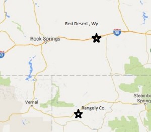 The locations of two of my April reads - Rangely Co and Red Desert Wyoming
